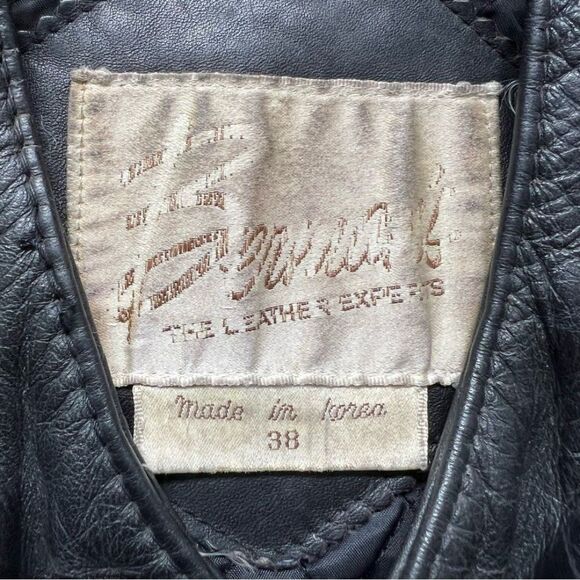 VINTAGE BERMAN'S BLACK LEATHER MOTORCYCLE JACKET Men Sz 38 Preowned - Picture 4 of 12